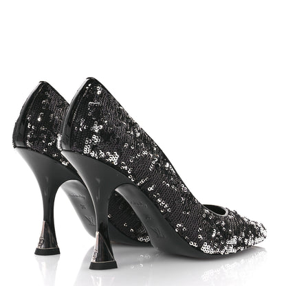 Louis Vuitton Sequin Sparkle Pumps 38 Argent 5 of 9