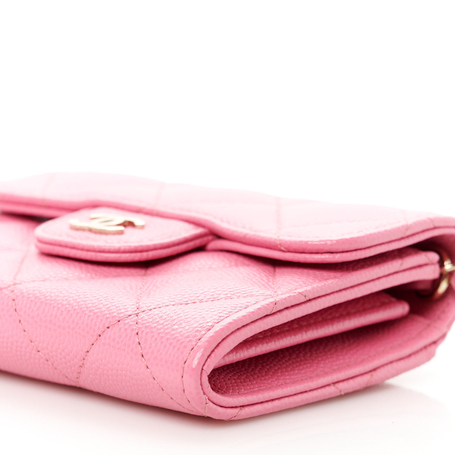 Chanel Caviar Quilted Flap Card Holder On Chain Pink 11 of 11