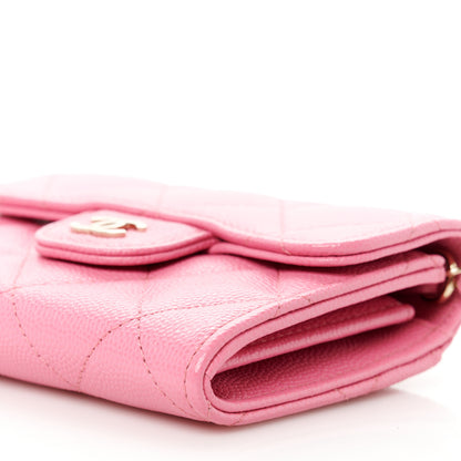 Chanel Caviar Quilted Flap Card Holder On Chain Pink 11 of 11