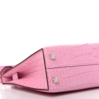 Hermes Matte Alligator Mini Kelly Sellier 20 5P Pink 6 of 10
