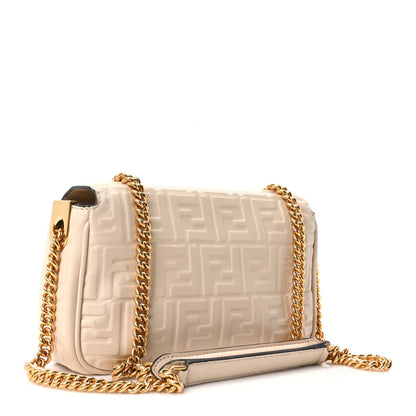 Fendi Nappa Small FF Embossed Midi Chain Baguette Camelia 3 of 10