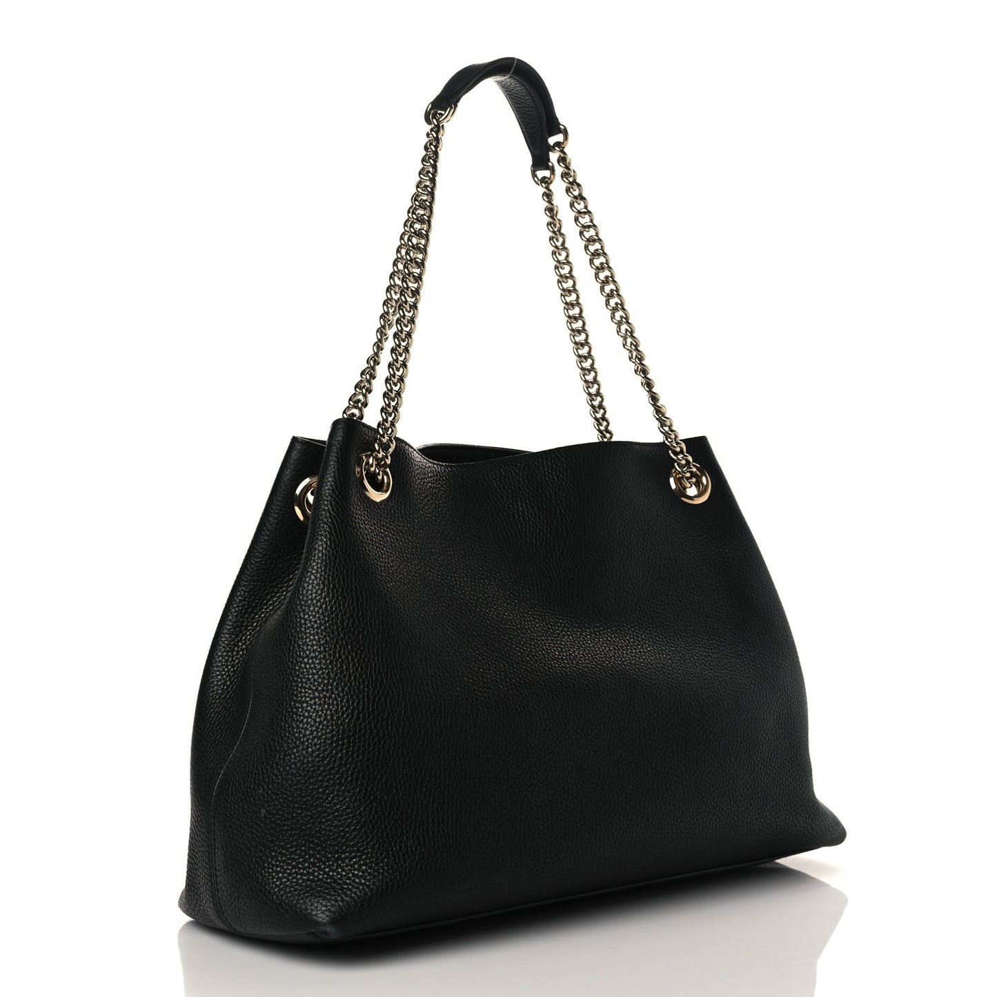 Pebbled Calfskin Medium Soho Chain Shoulder Bag Black