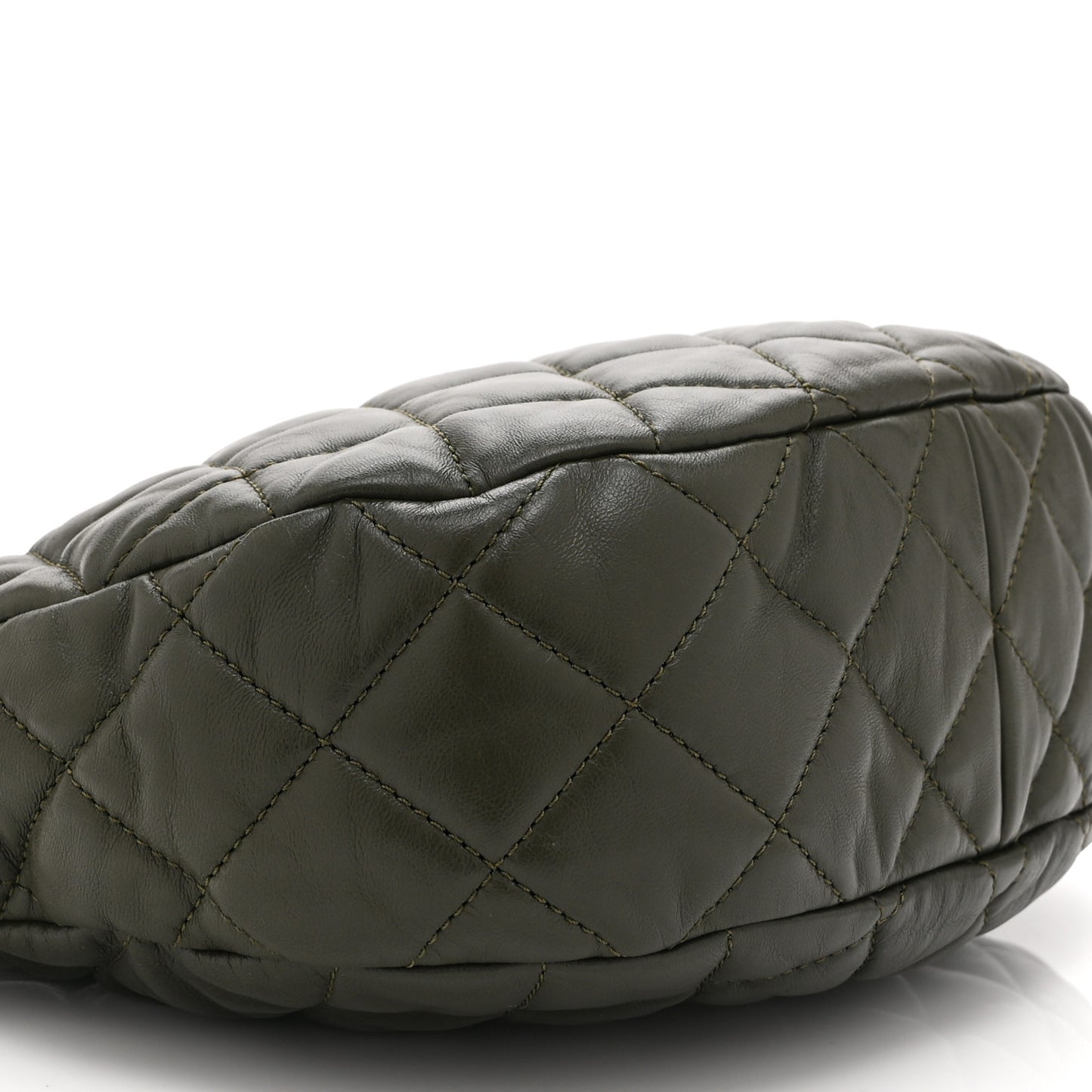 Lambskin Quilted Pillow Crush Chain Hobo Khaki