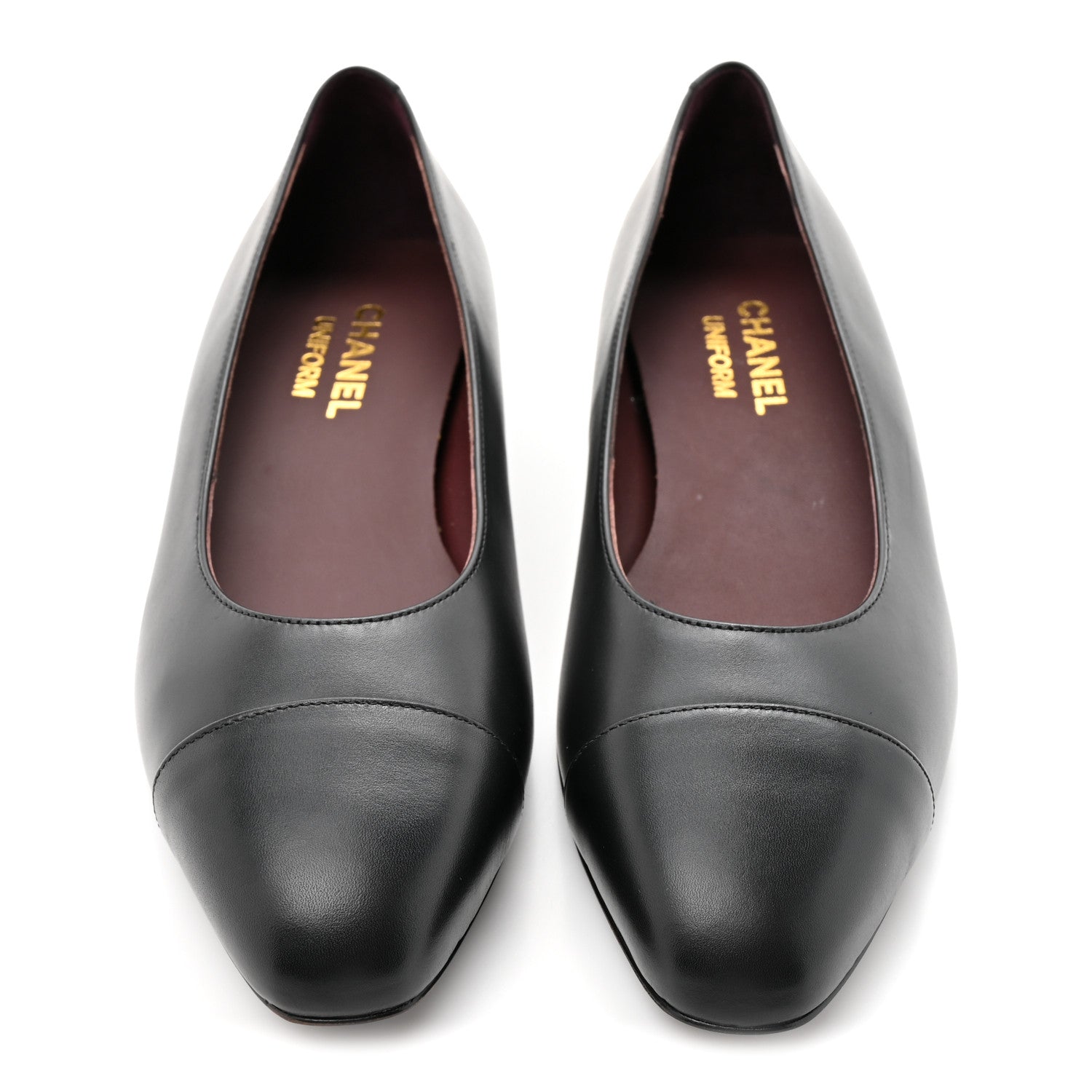 Chanel Lambskin Cap Toe CC Uniform Ballerina Flats 37.5 Black 3 of 10