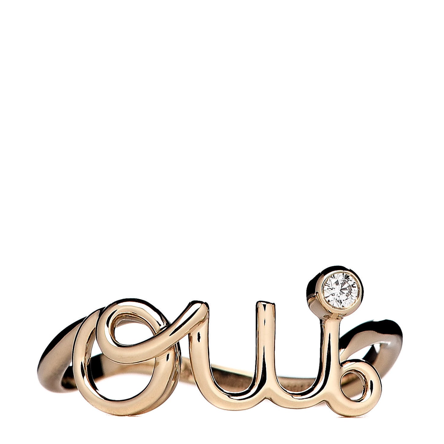 18K Yellow Gold Diamond Oui Ring 53 6.25