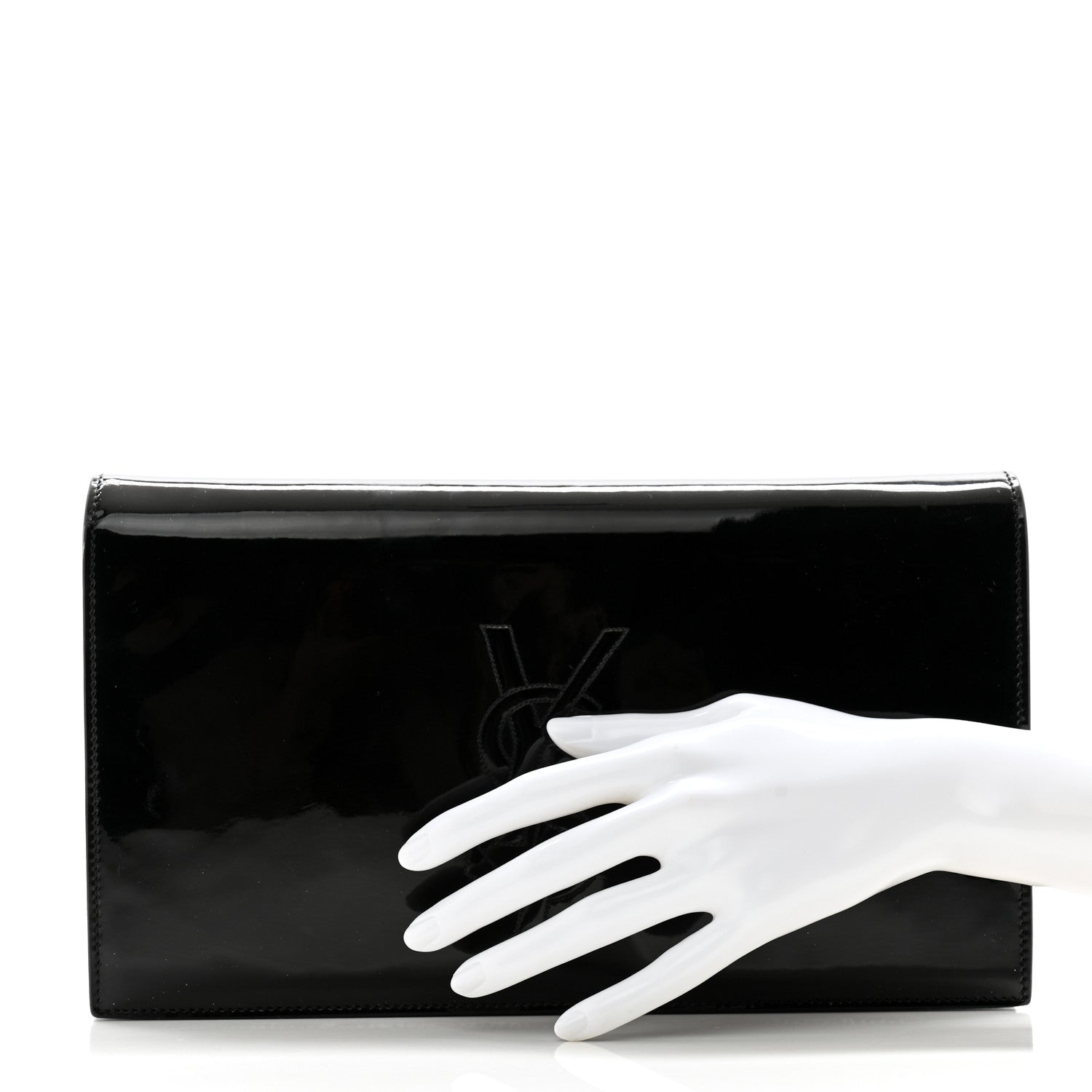 Saint Laurent Patent Monogram Large Belle De Jour Clutch Black 2 of 12