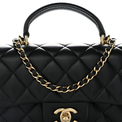 Chanel Lambskin Quilted Mini Top Handle Rectangular Flap Black 8 of 11