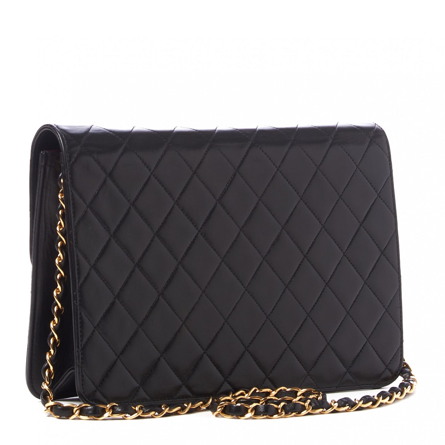 Lambskin Quilted Medium Single Flap Black