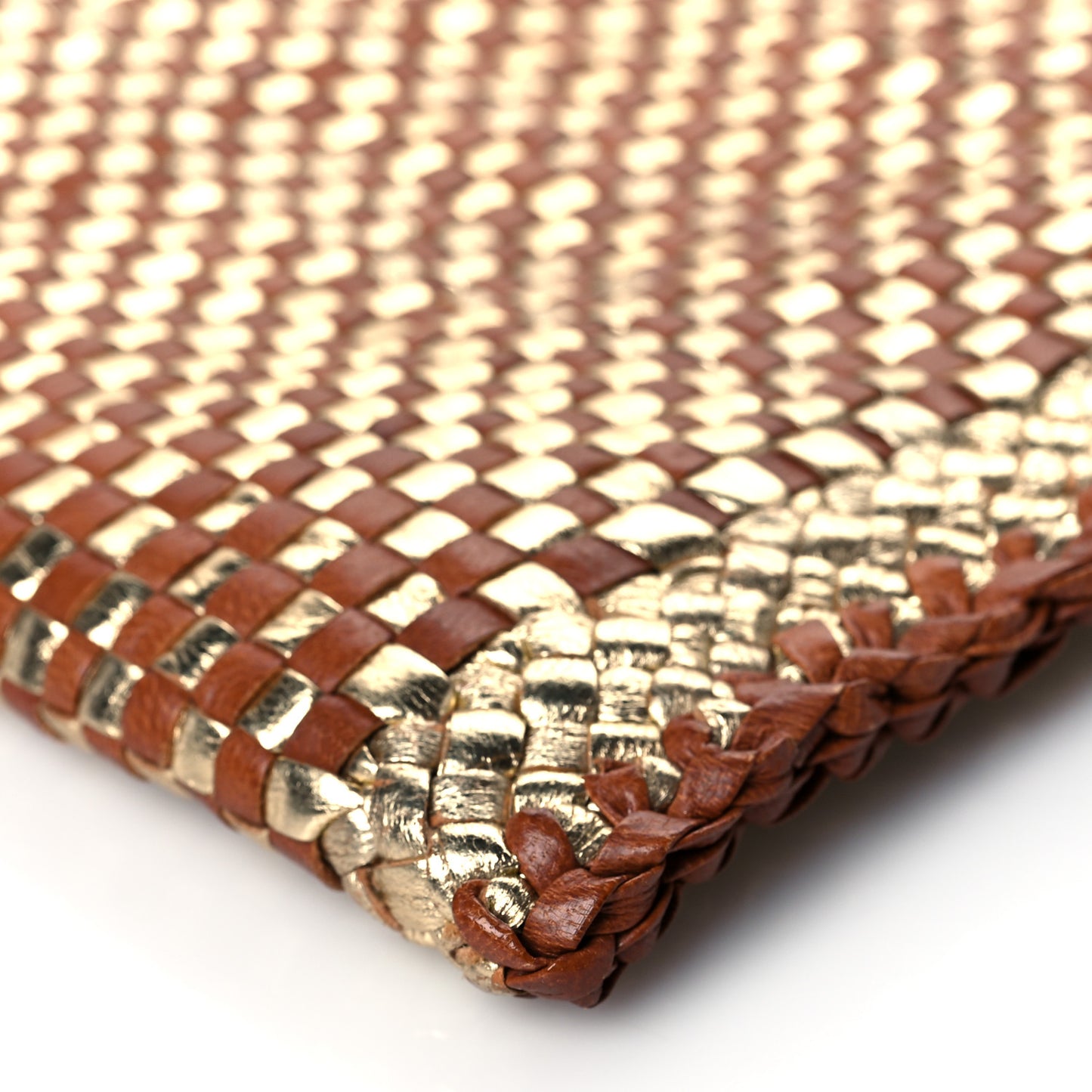 Goatskin Woven Pouch Gold