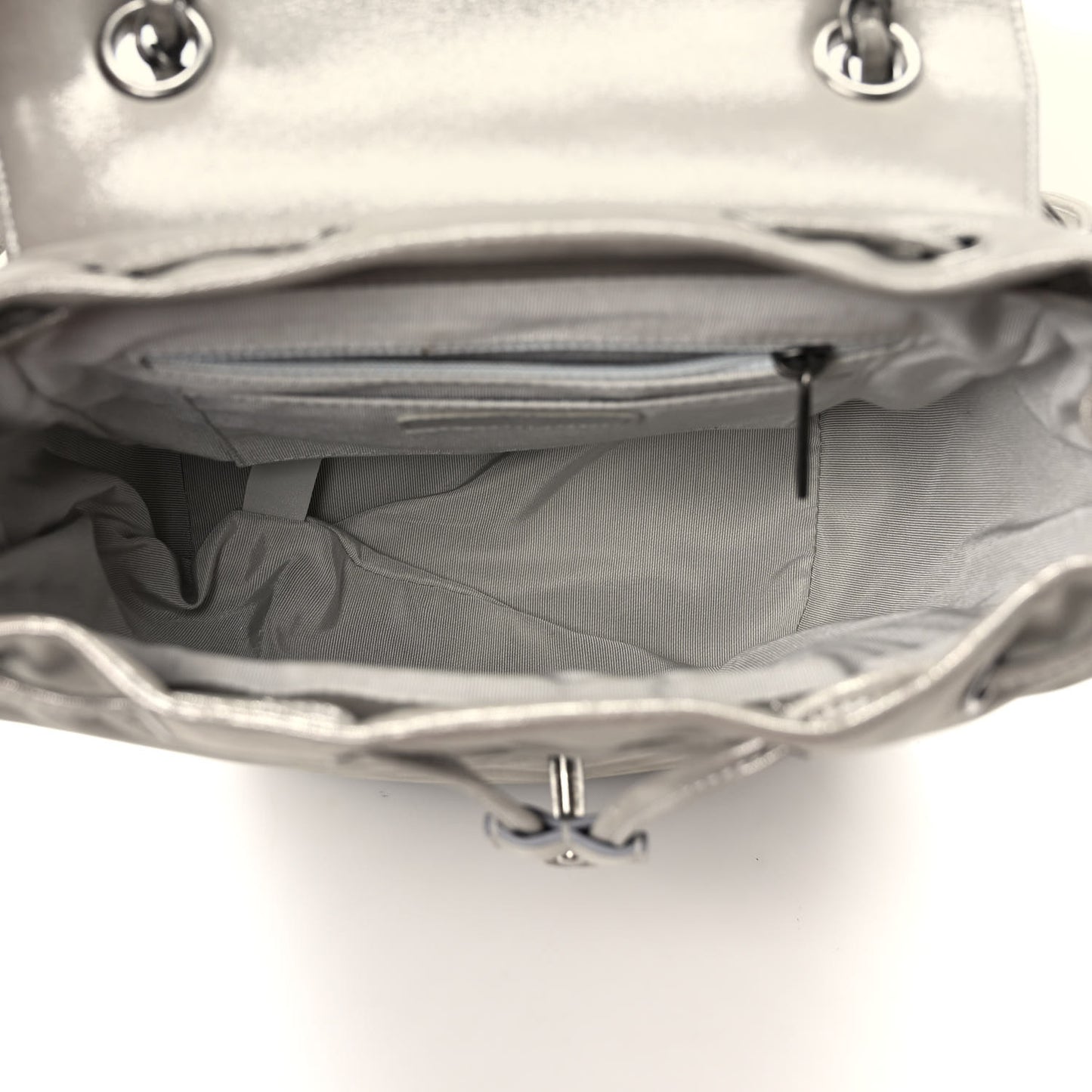 Iridescent Calfskin Chevron Quilted Small Urban Spirit Backpack Silver