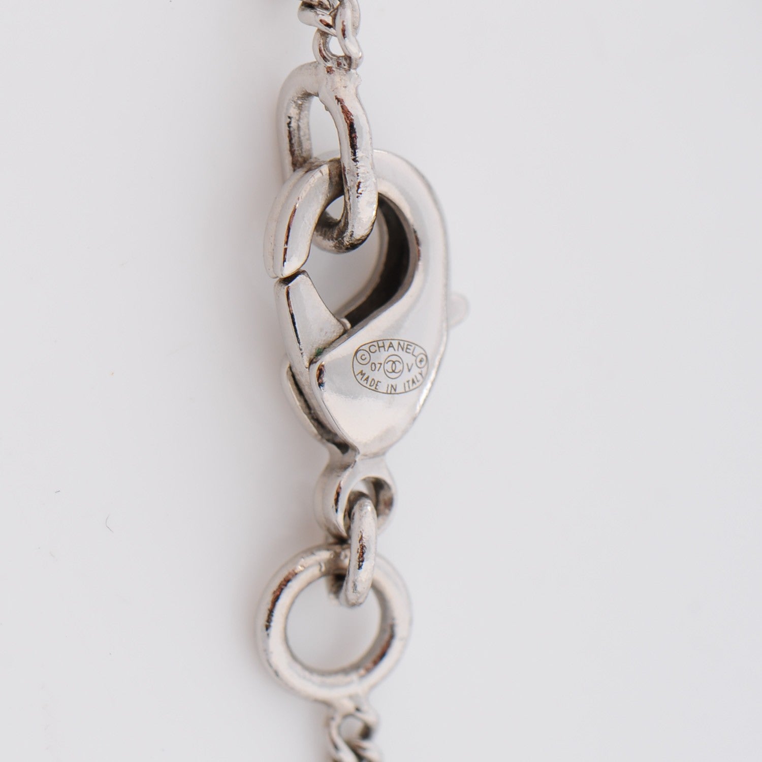 Chanel Crystal Timeless CC Necklace Silver 5 of 6