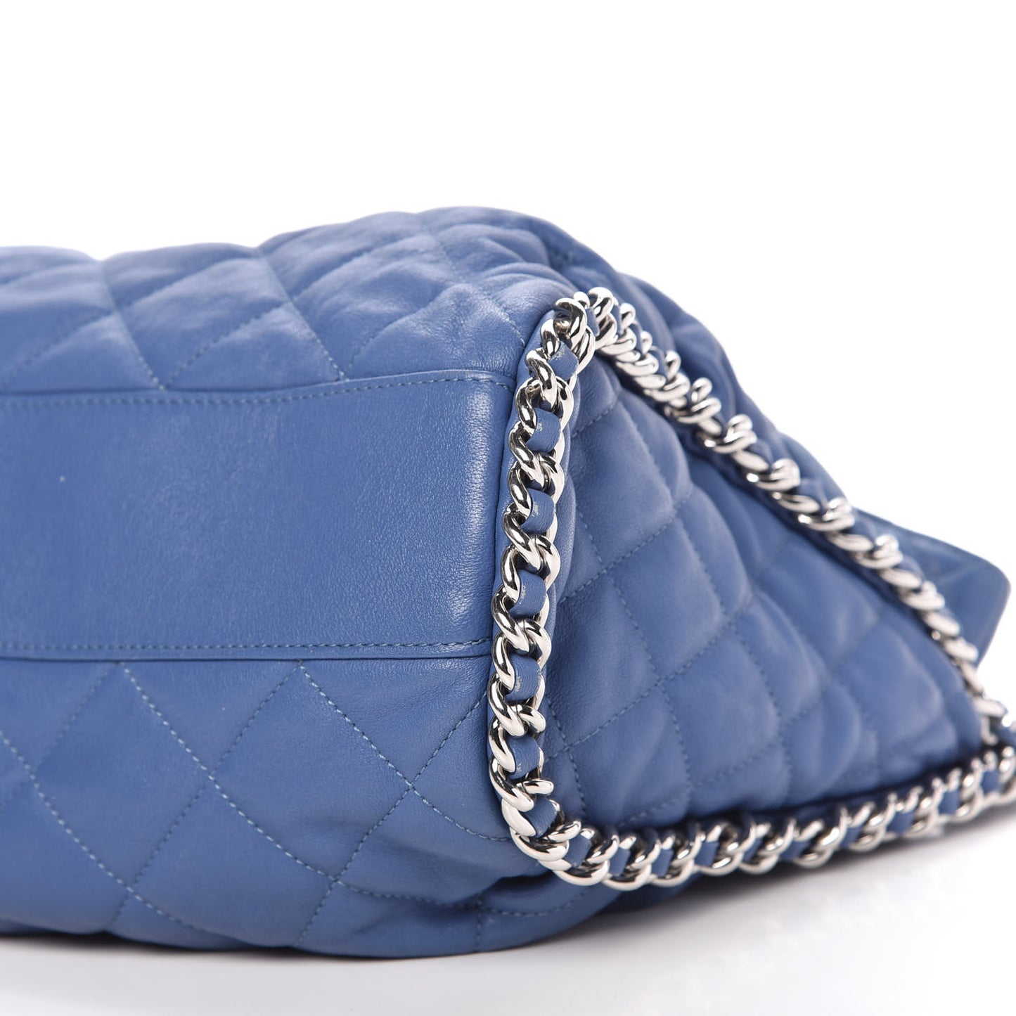 Washed Lambskin Chain Around Hobo Blue