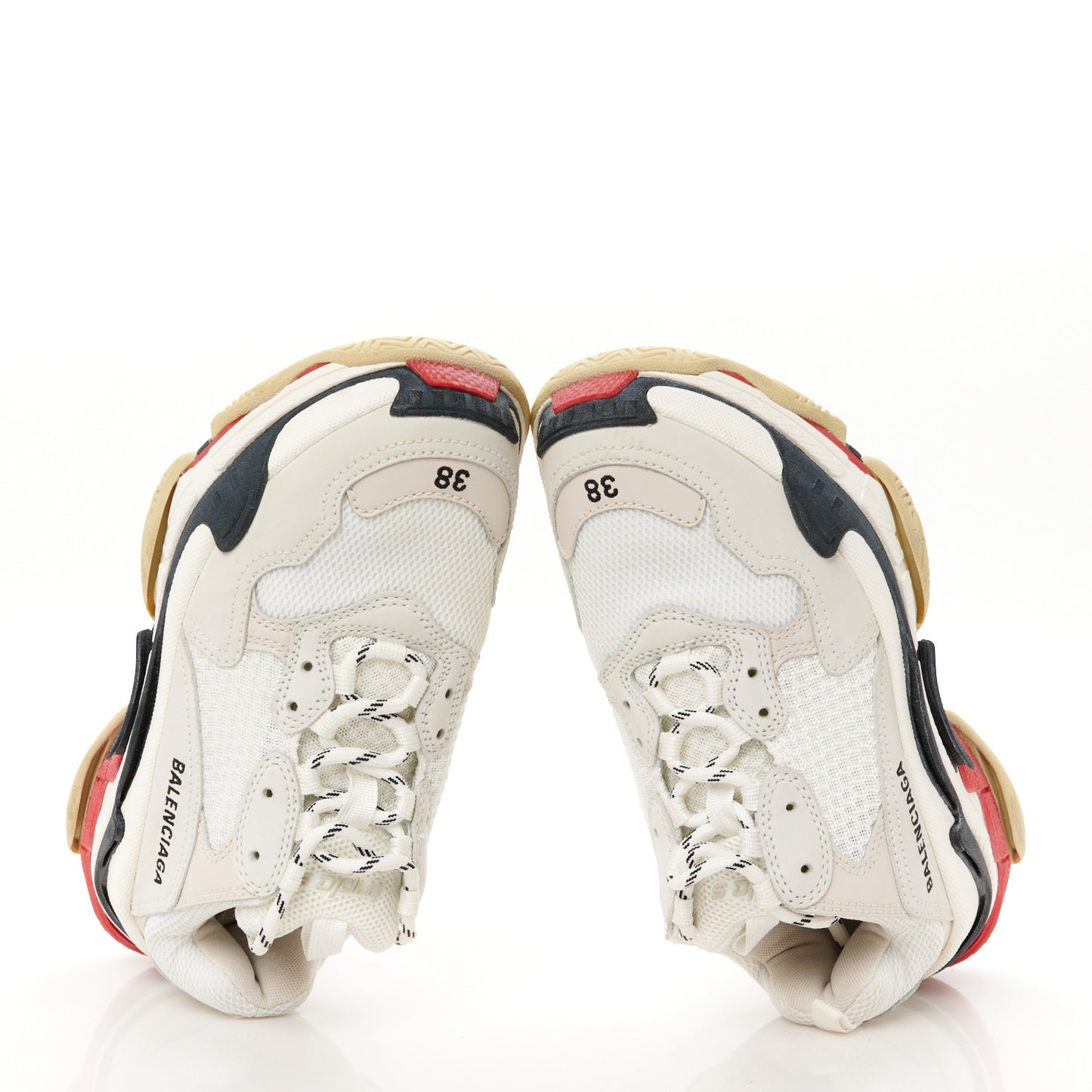 Fabric Mesh Womens Triple S Sneakers 38 Grey Red White