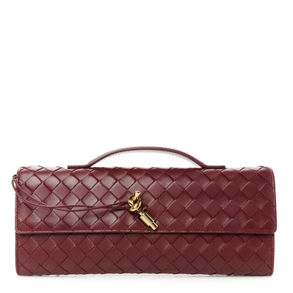 Bottega Veneta Nappa Intrecciato Long Andiamo Top Handle Clutch Barolo 1 of 7