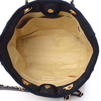 Chanel Denim Small Deauville Tote Dark Blue 4 of 9