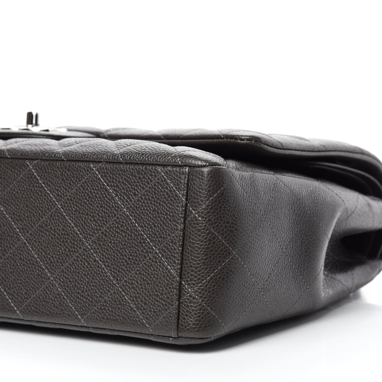 Caviar Quilted Maxi Double Flap Grey