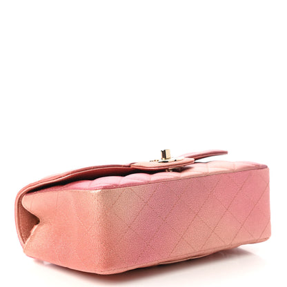 Chanel Metallic Lambskin Quilted Ombre Mini Rectangular Flap Pink 4 of 11