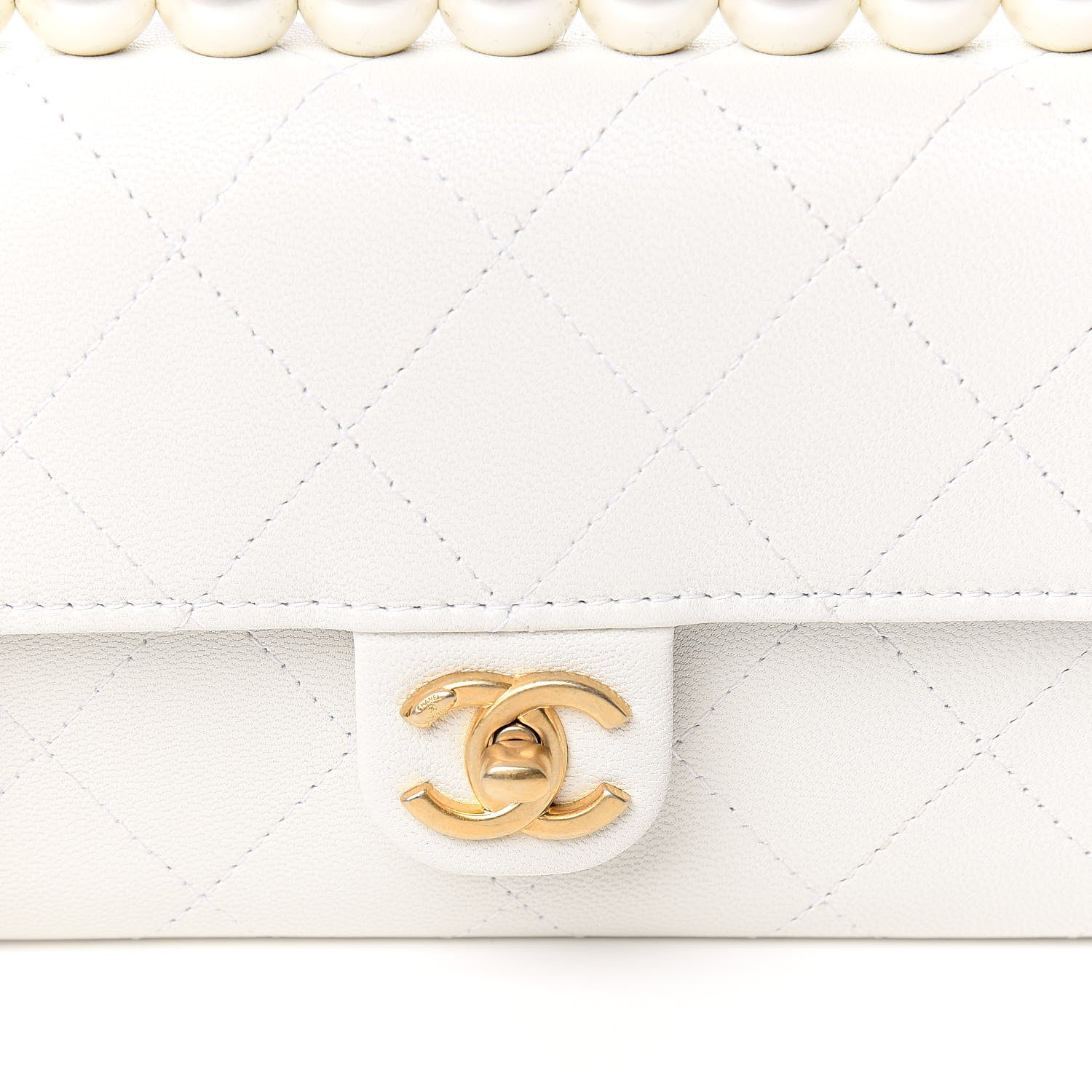 Chanel Lambskin Quilted Chic Pearls Clutch With Chain White 9 of 10