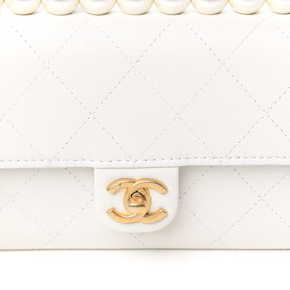 Chanel Lambskin Quilted Chic Pearls Clutch With Chain White 9 of 10
