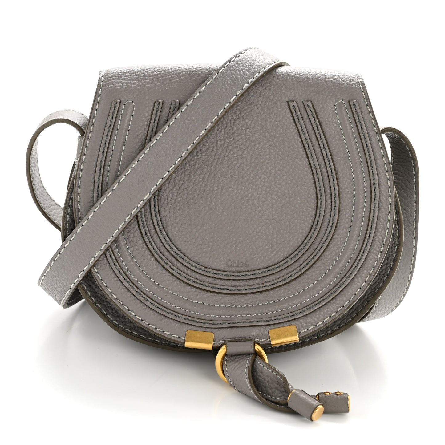 Calfskin Mini Marcie Round Crossbody Bag Cashmere Grey