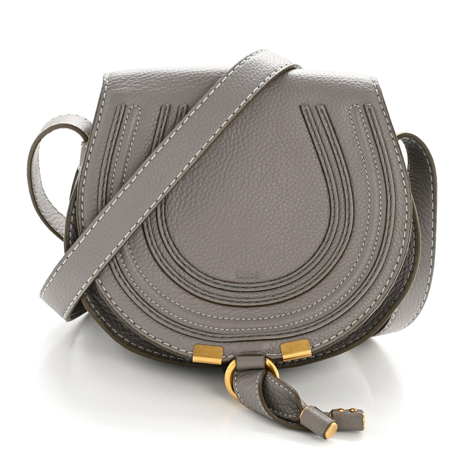 Chloe Calfskin Mini Marcie Round Crossbody Bag Cashmere Grey 1 of 14