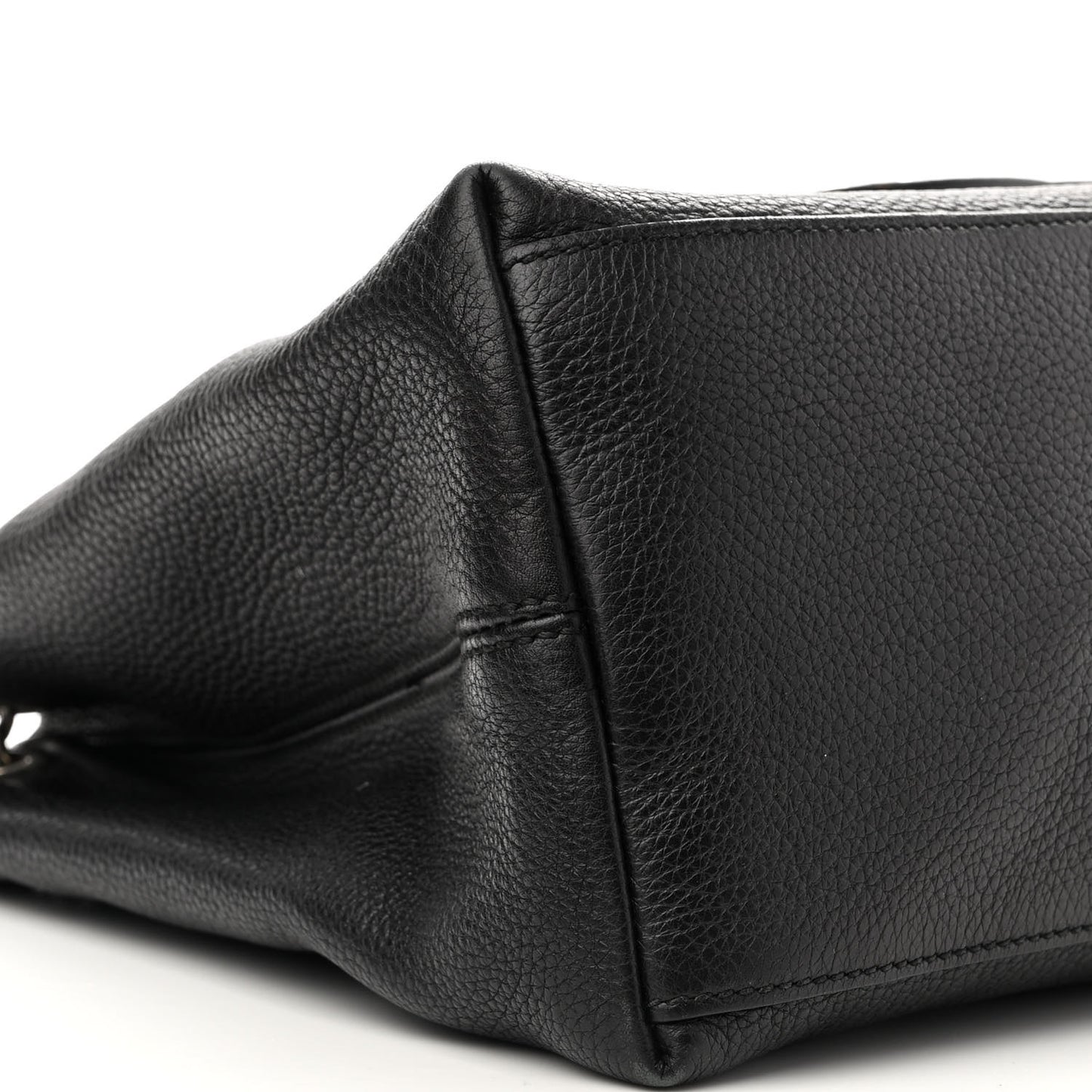 Pebbled Calfskin Studded Medium Soho Chain Shoulder Bag Black