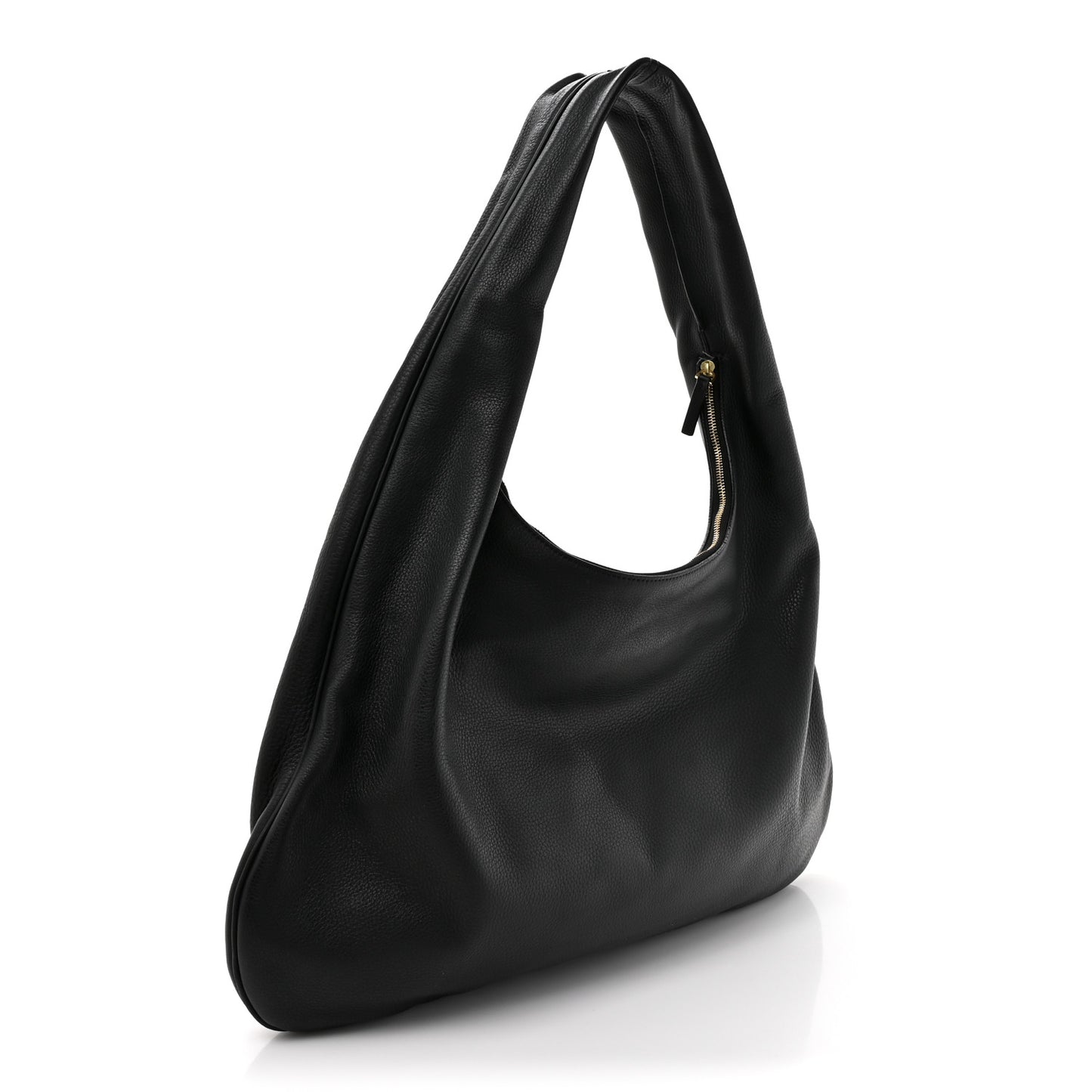Grained Calfskin Medium Everyday Shoulder Bag Black