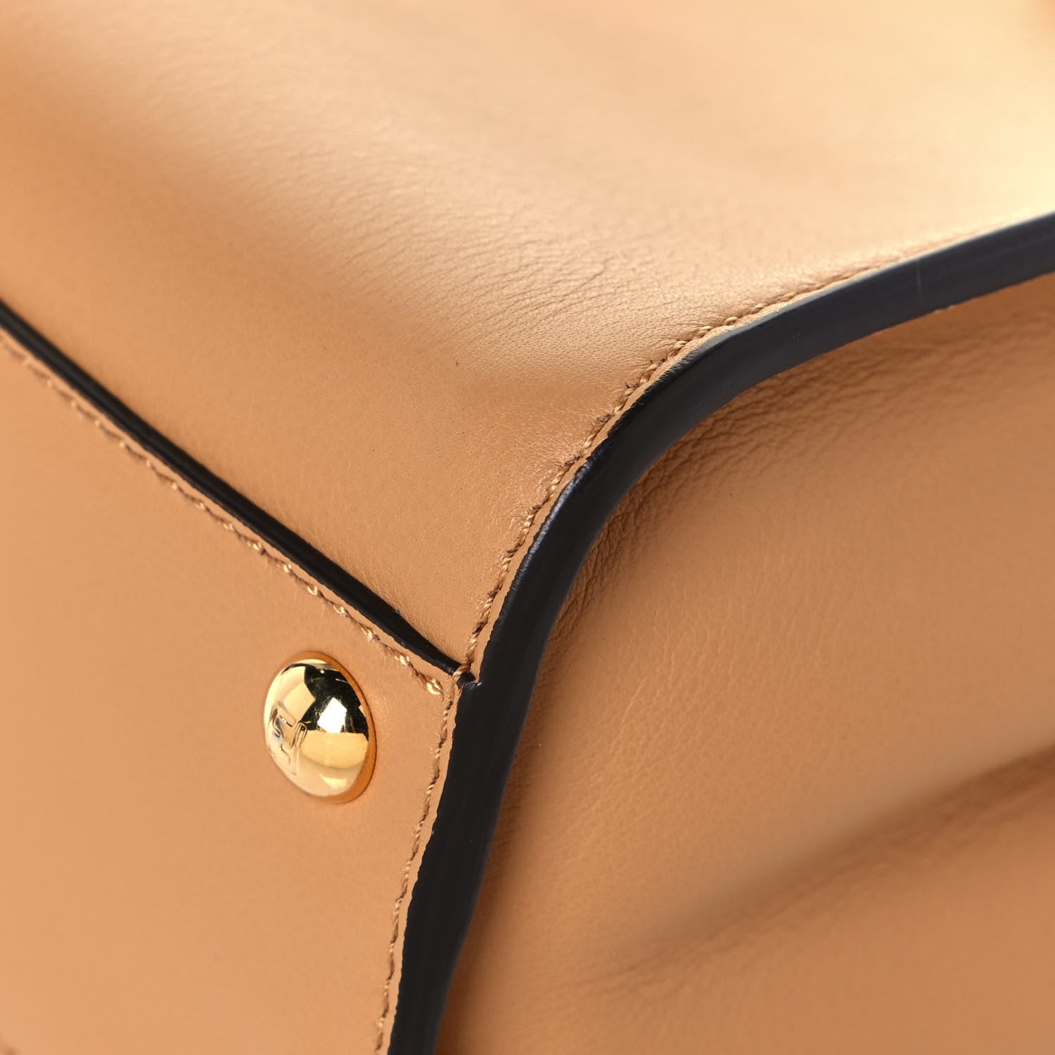 Fendi Vitello Seta Canvas FF Embroidered Mini Peekaboo Iconic Satchel Miele Scuro Poudre 9 of 10