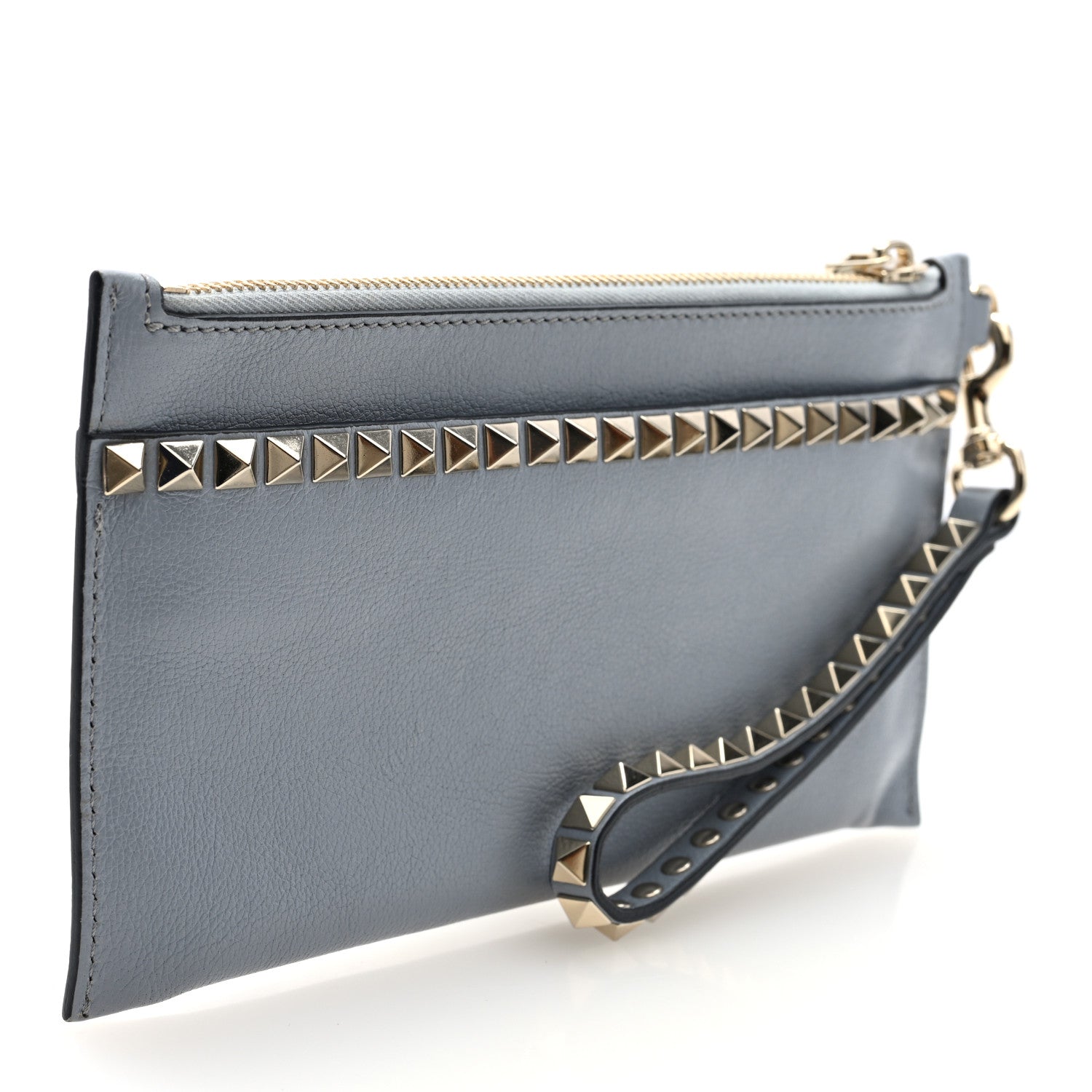 Valentino Garavani Nappa Rockstud Zip Wristlet Pouch Pastel Grey 3 of 7