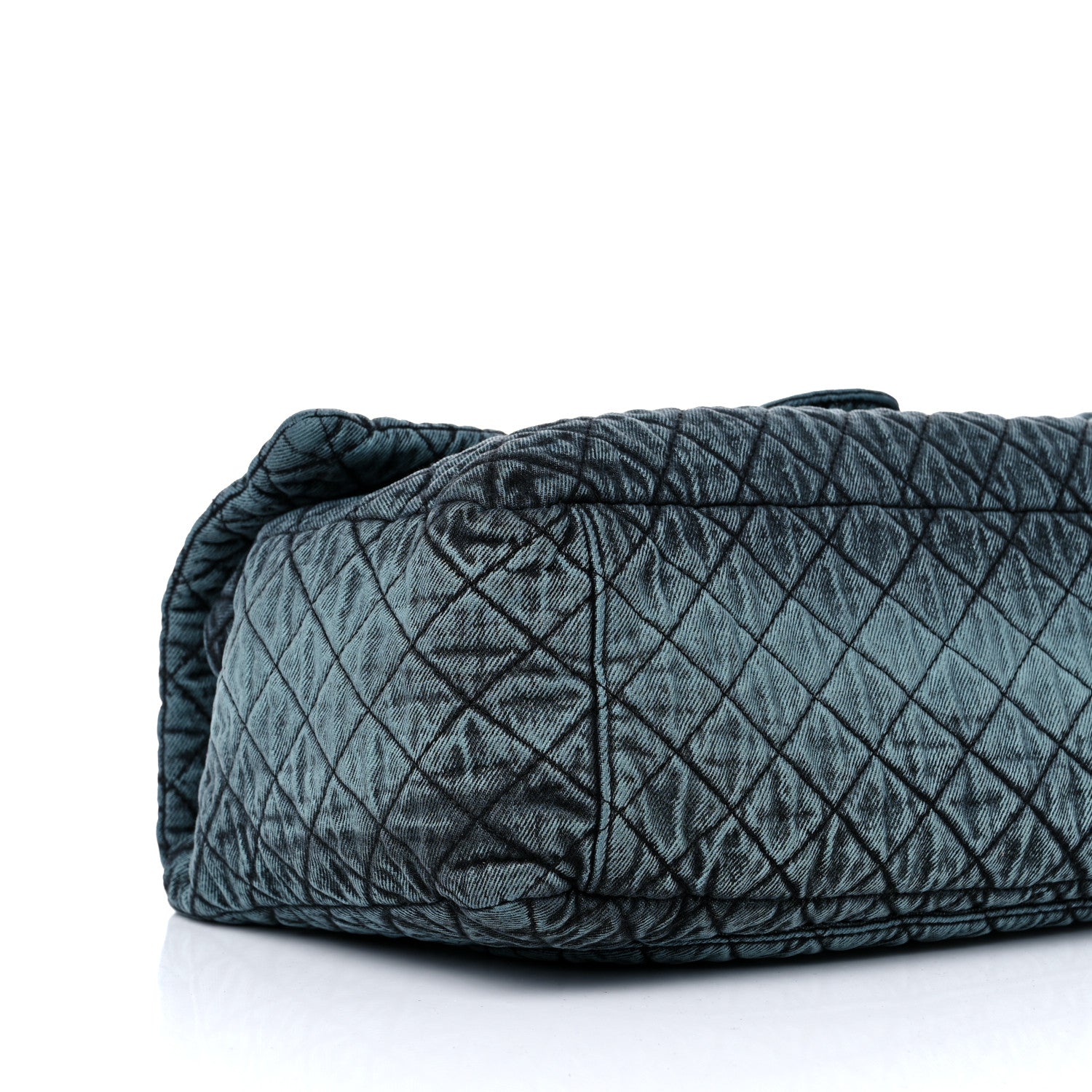 Chanel Denim Quilted Denimpression XXL Flap Blue Black 7 of 8