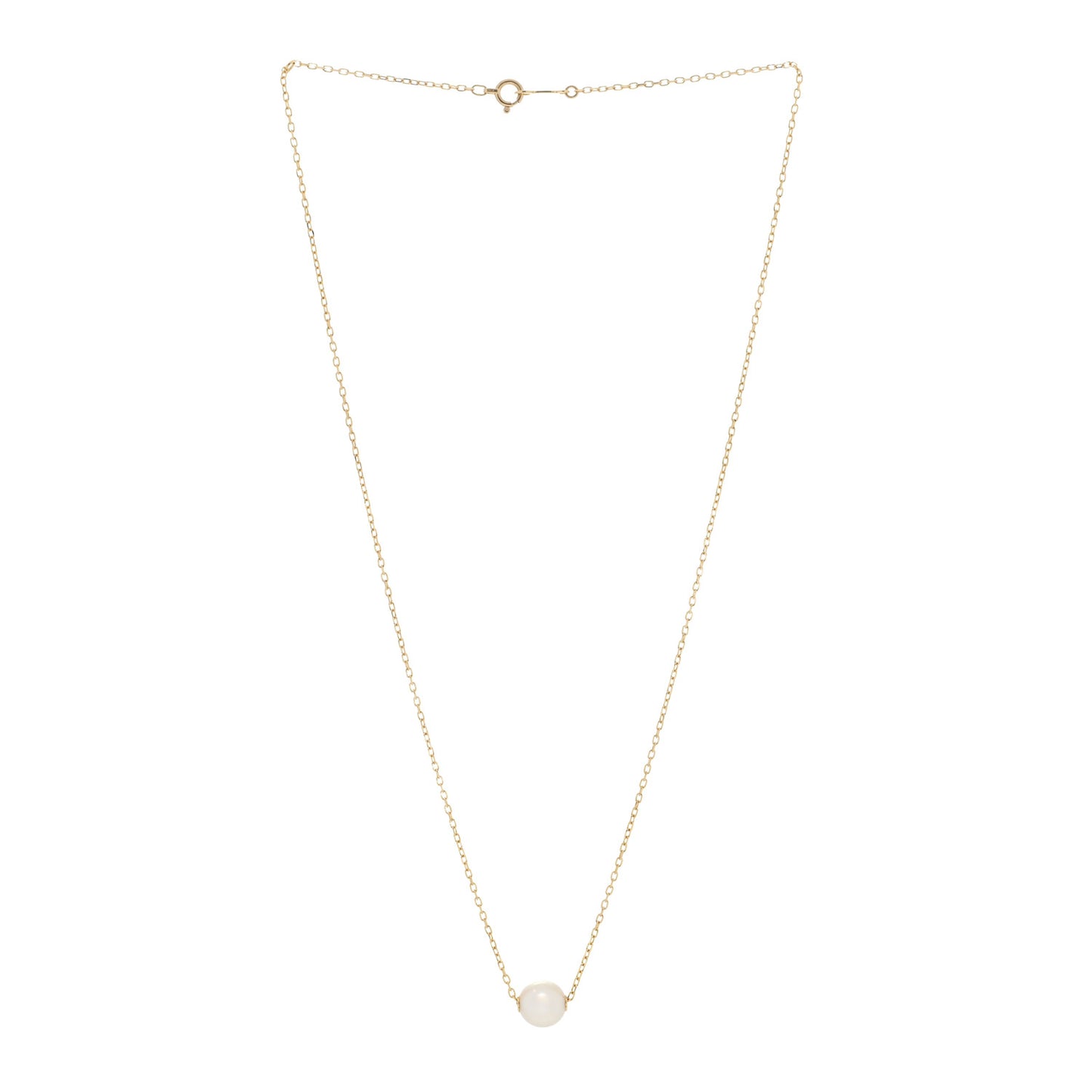18K Yellow Gold Akoya Pearl 8mm Single Pendant Necklace