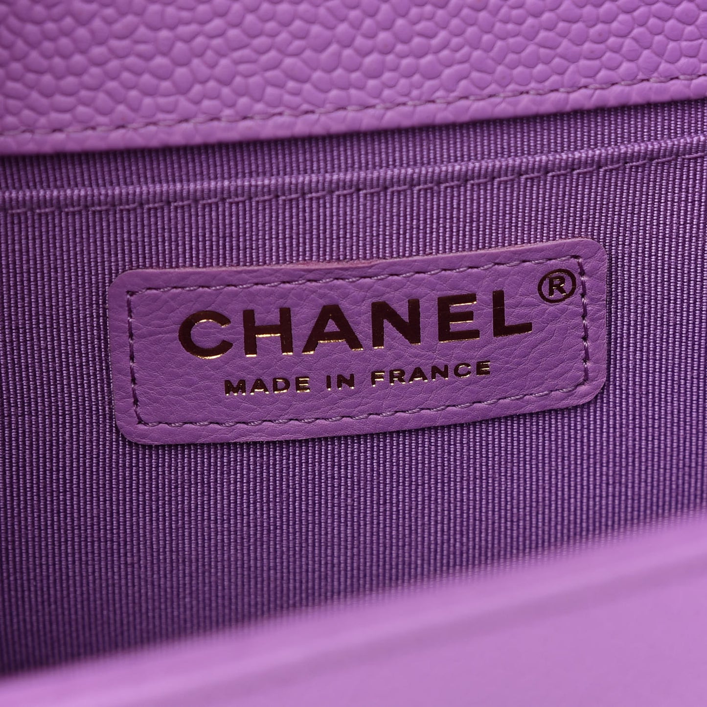 Caviar Quilted Medium Boy Flap Purple