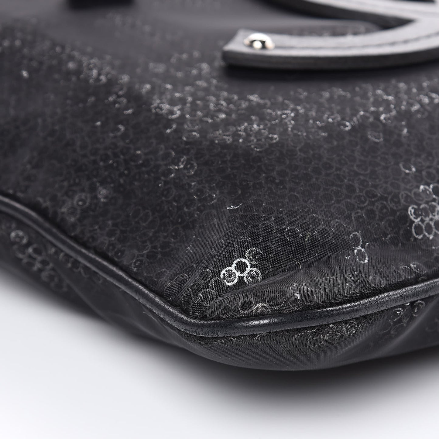 Calfskin Mesh Hidden Sequin CC Tote Black