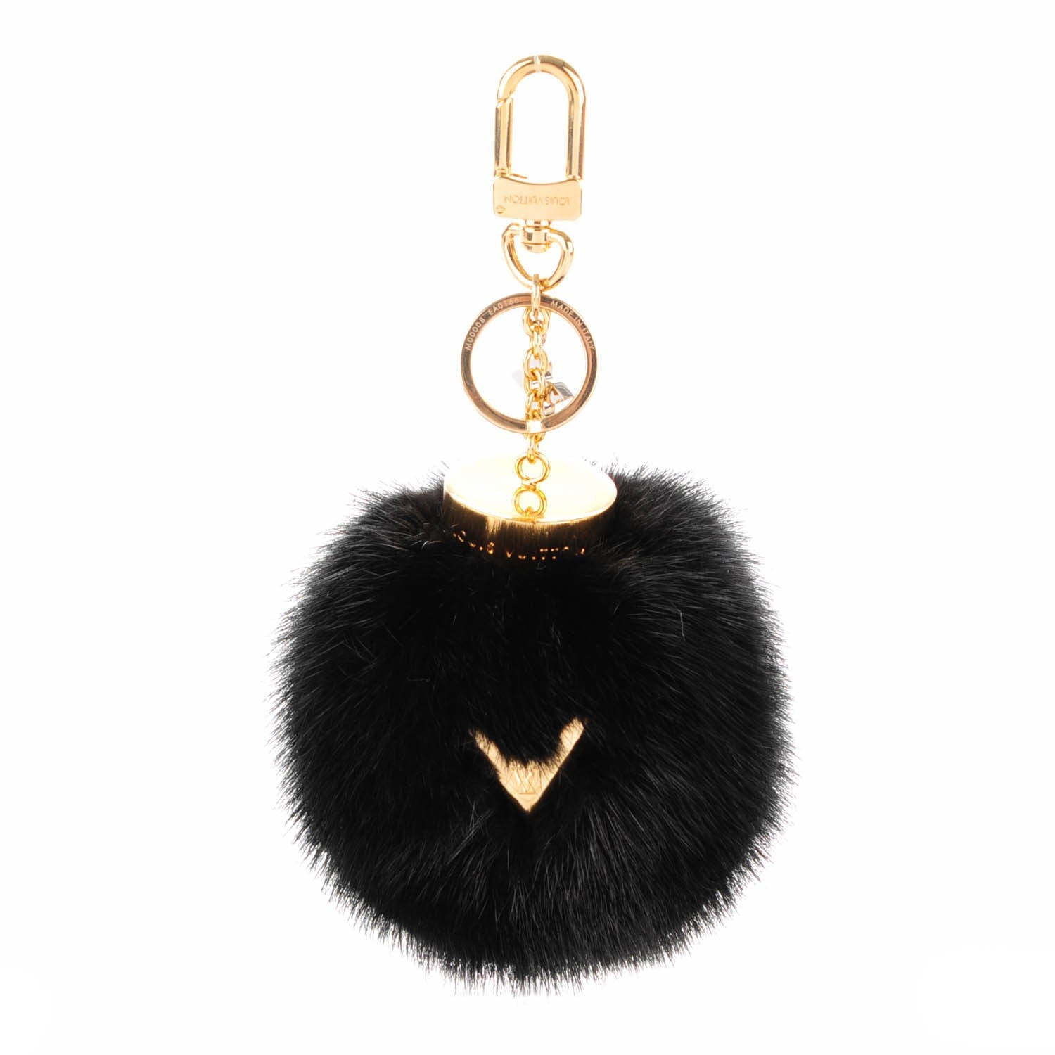 Louis Vuitton Mink Fur Bubble V Bag Charm Key Holder Black 1 of 5