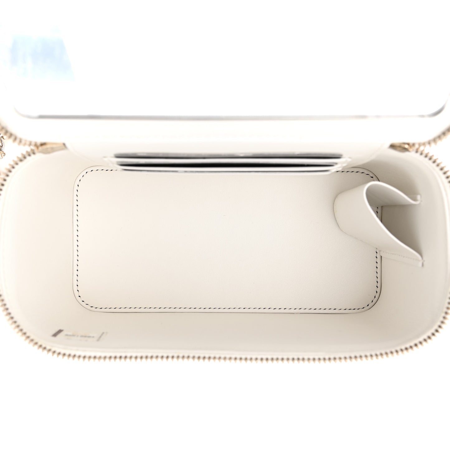Caviar Quilted Small Vanity Case With Chain White