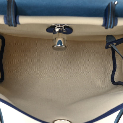 Hermes Toile H Vache Hunter Herbag Zip Retourne 31 PM Beton Bleu Saphir 6 of 11