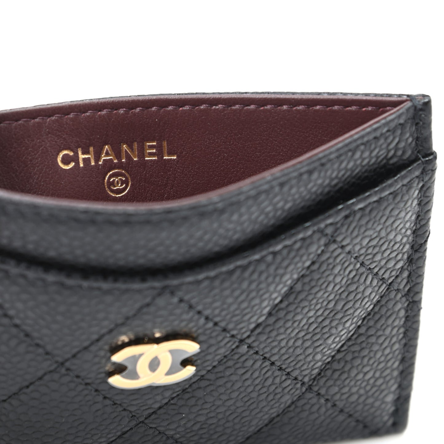 Caviar Quilted Card Holder Black