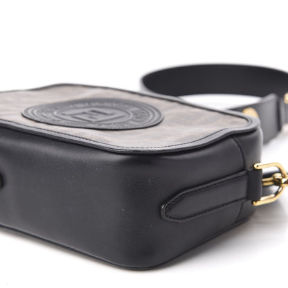 Fendi Glazed Fabric Vitello Century F is Fendi FF 1974 Stamp Patch Camera Case Mogano Panna Black 7 of 12