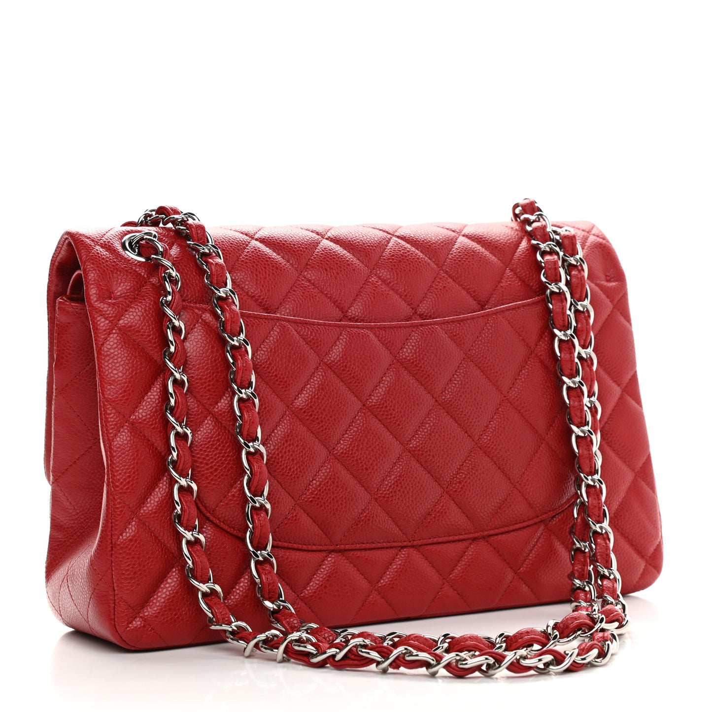 Caviar Quilted Jumbo Double Flap Red