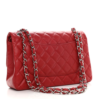 Chanel Caviar Quilted Jumbo Double Flap Red 3 of 9