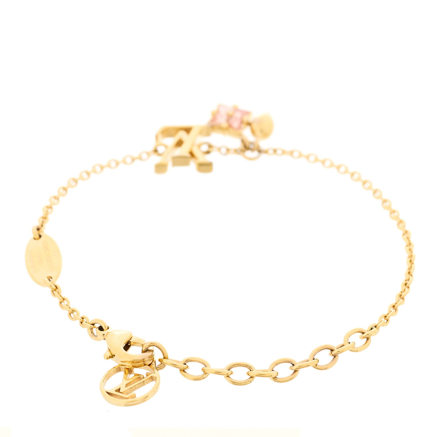Louis Vuitton Metal Crystal Loulougram Bracelet Gold 3 of 6