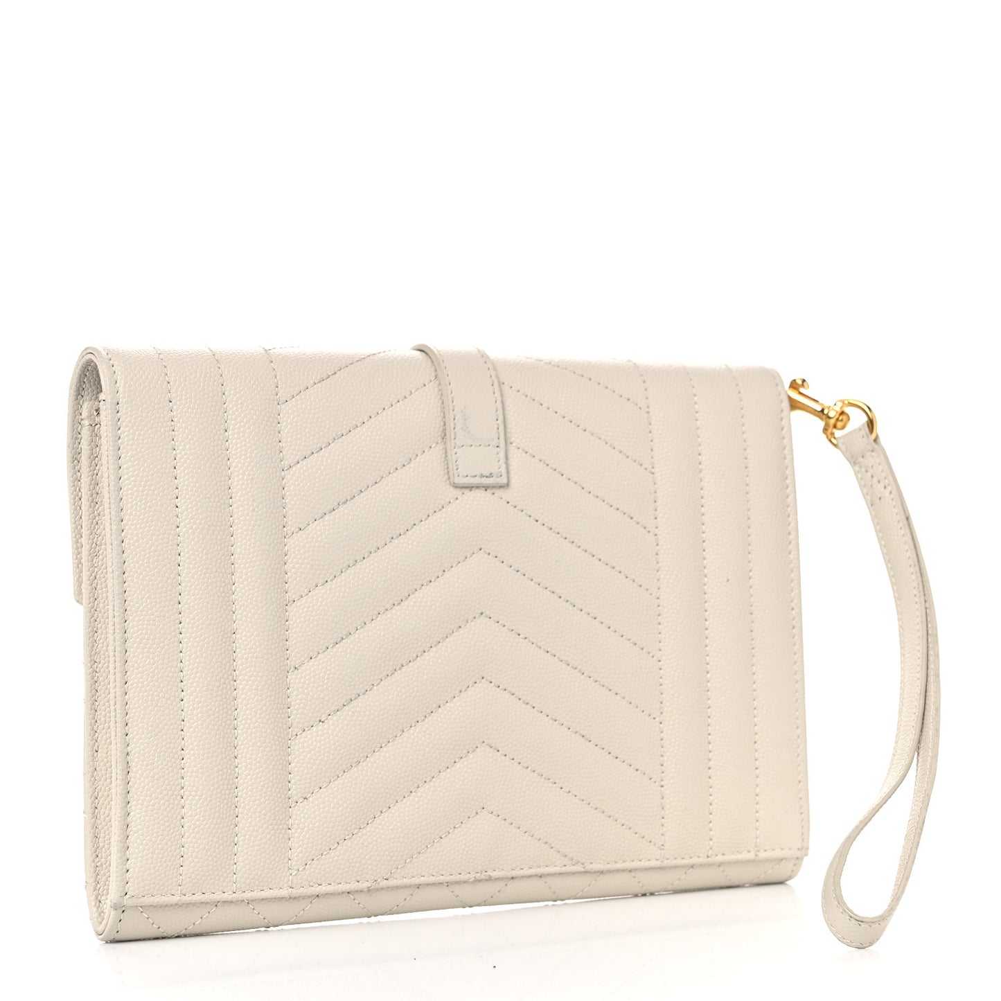 Grain De Poudre Textured Mixed Matelasse Triquilt Monogram Clutch Blanc Vintage