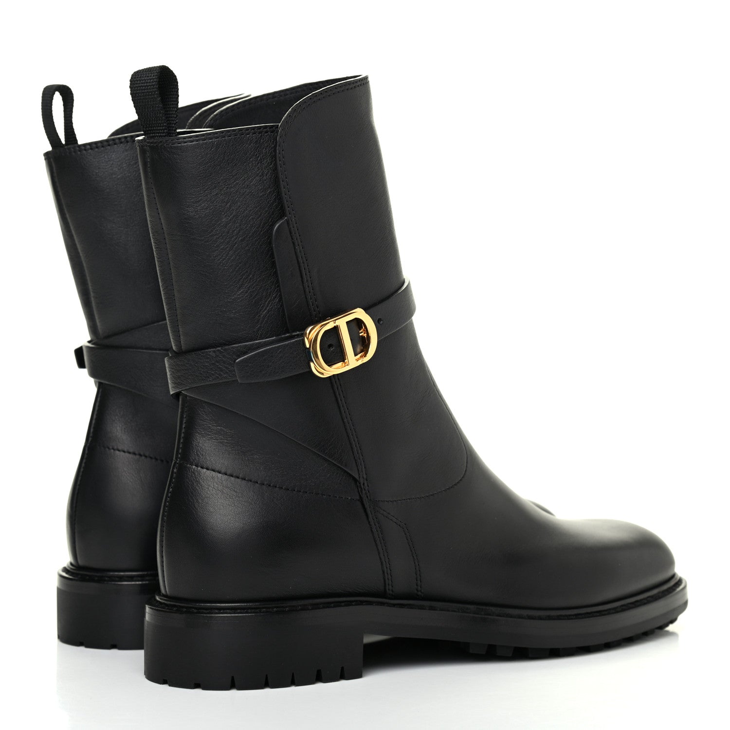 Christian Dior Calfskin Empreinte Ankle Boot 38 Black 800050