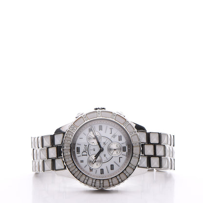 Christian Dior Stainless Steel Diamond Sapphire 38mm Christal Chronograph Quartz Watch White 3 of 11