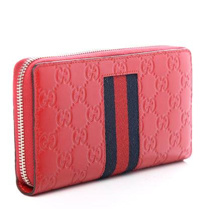 Gucci Guccissima Web Zip Around Wallet Red 3 of 7