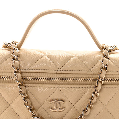 Chanel Caviar Quilted Top Handle Slim Vanity With Chain Beige 8 of 11
