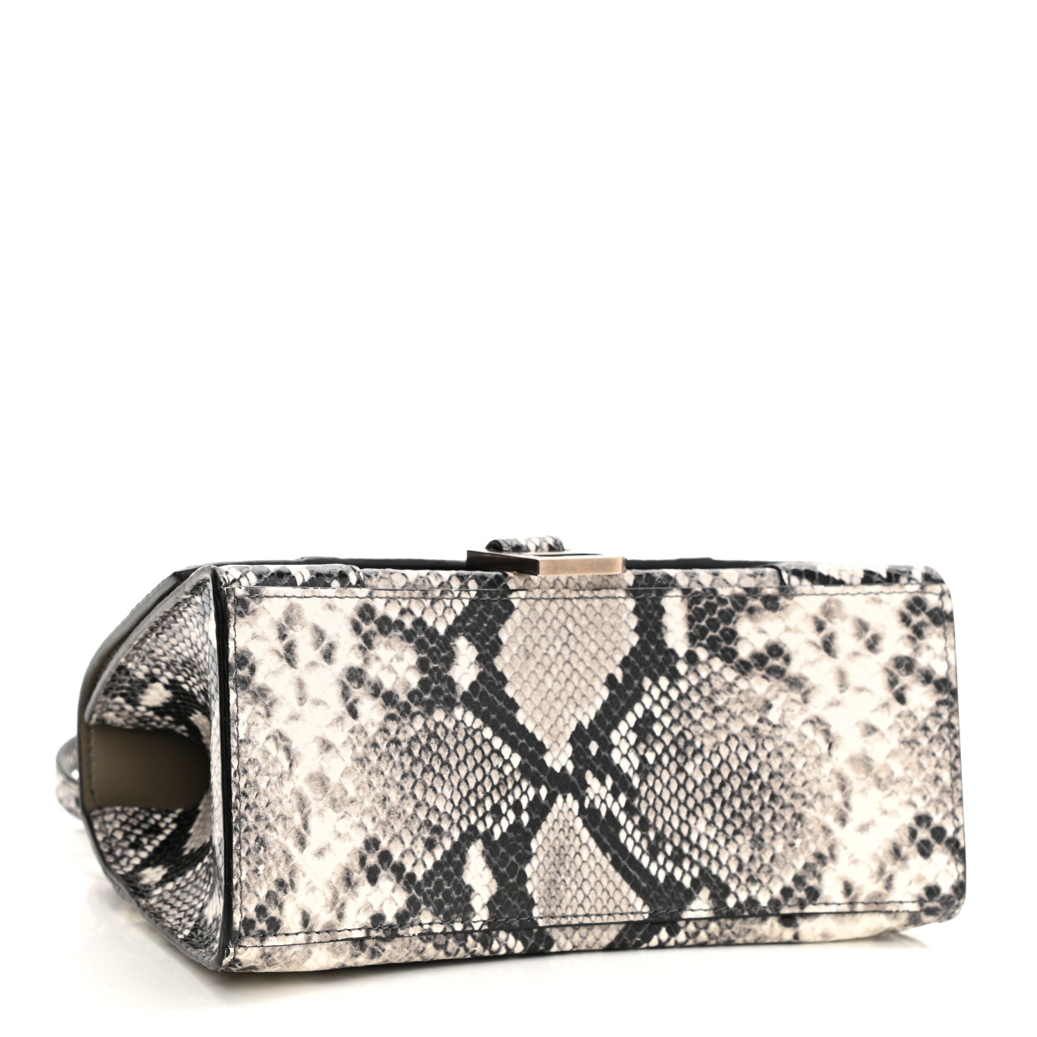 Balenciaga Calfskin Snake Effect Small Hourglass Top Handle Bag Black White 4 of 9