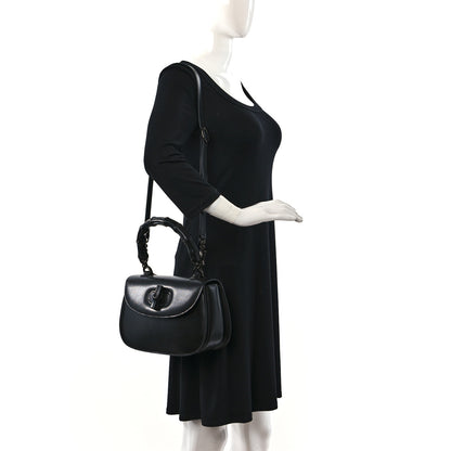 Gucci Boarded Dyana Lux Calfskin Web Monochrome Medium Bamboo 1947 Top Handle Bag Black 2 of 11