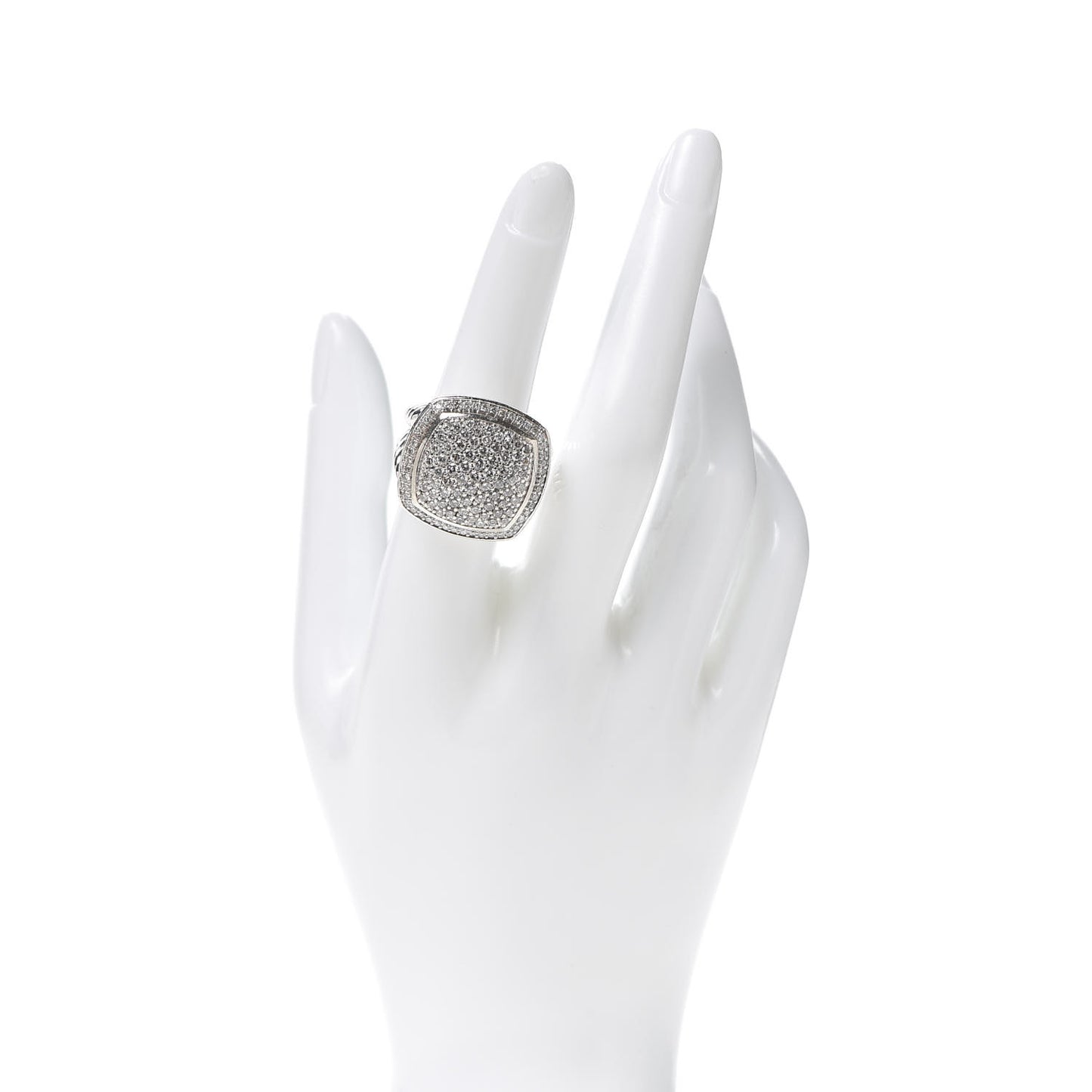 Sterling Silver Diamond 17mm Albion Pave Ring 54 6.75