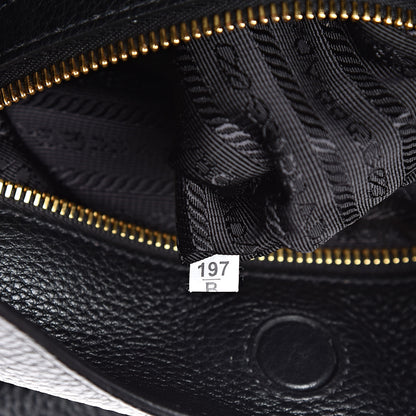 Prada Vitello Phenix Embossed Logo Hobo Black 7 of 10